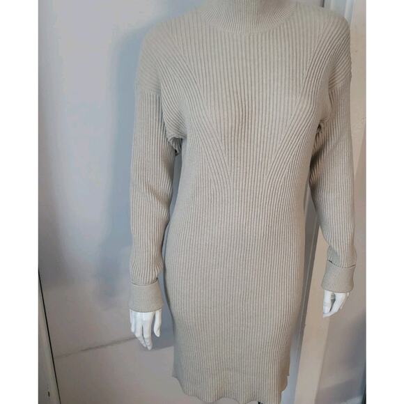 Abercrombie & Fitch Dresses & Skirts - Abercrombie & Fitch Mockneck Sweater Dress Women's Sz. Small Tall Beige Ribbed
